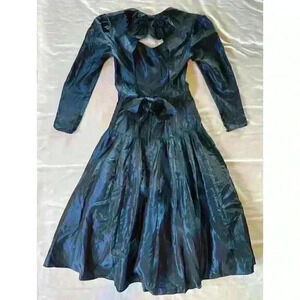 Gunne Sax Jessica McClintock Formal Prom Dress Size 9 Blue Taffeta Vtg 80/90s